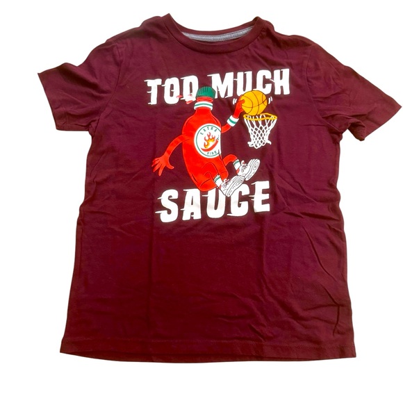 Old Navy Other - Old Navy | Burgundy Size L Large 10/12 Basketball Dunk “Too Much Sauce” Maroon